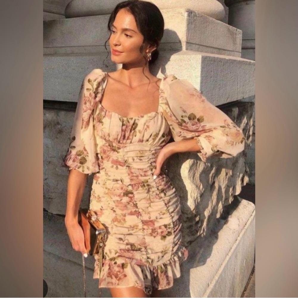 Zara Floral Scrunch Dress M